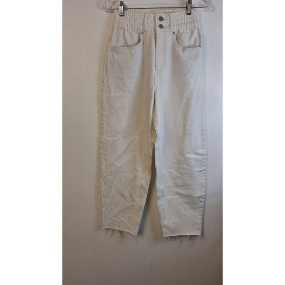Nwt ALLSAINTS Hailey Frayed White High Rise Cropped Straight Denim Jeans Women 4 - Picture 1 of 4